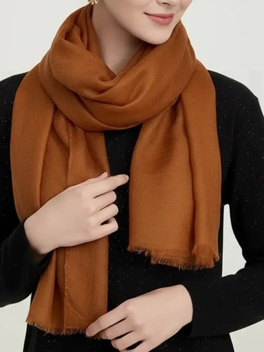NWOT Cashmere Blend Brown Scarf